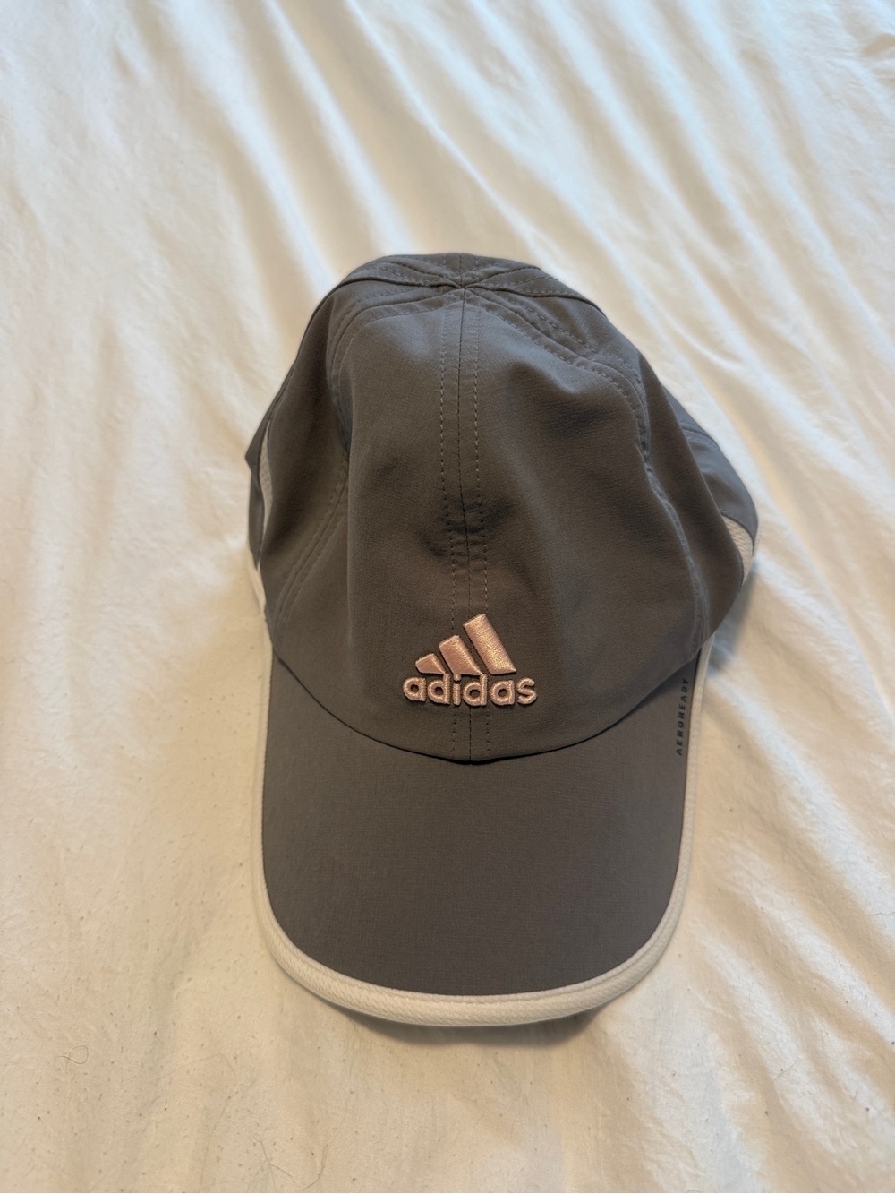 adidas Gray Cap with Blush Logo and White Trim